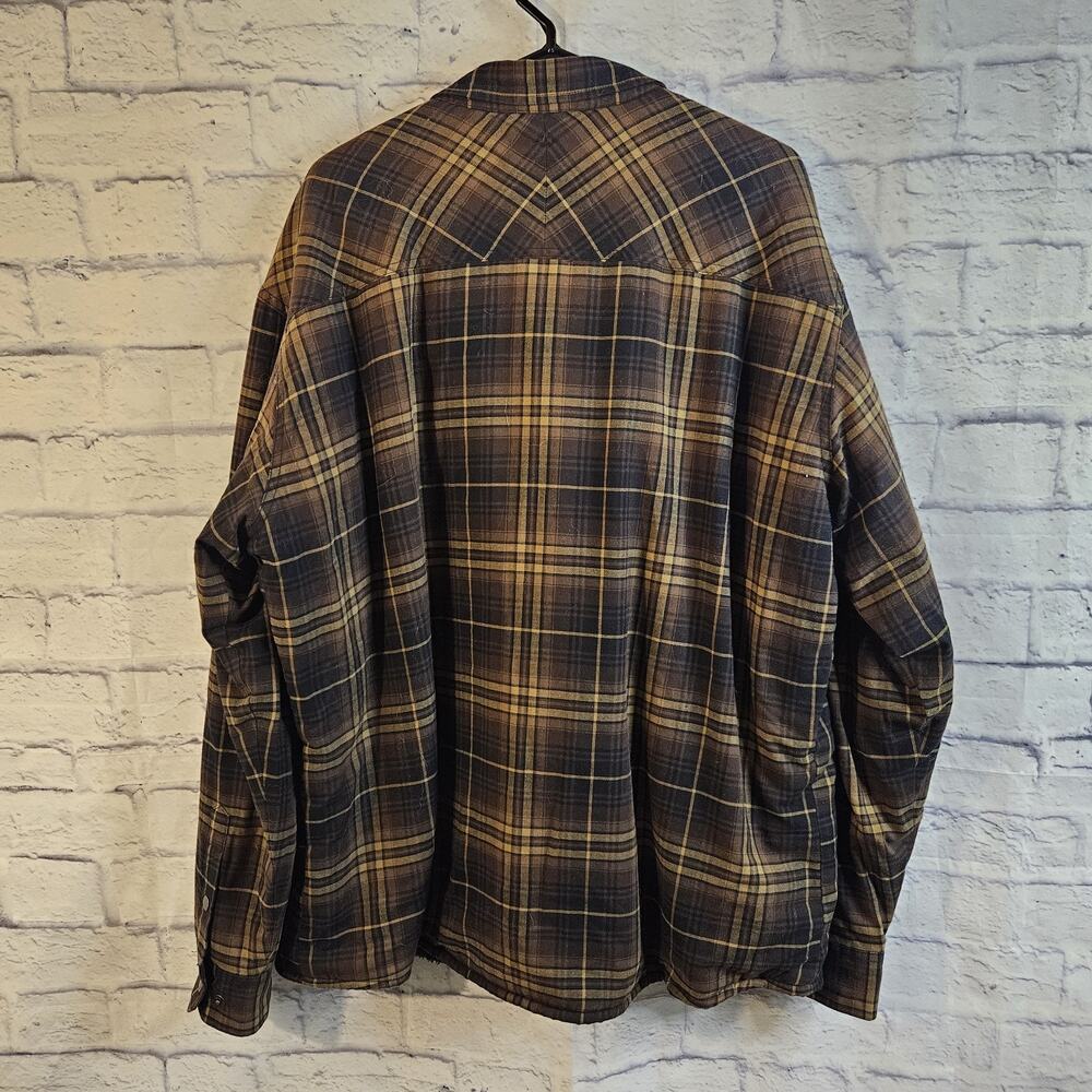 Kuhl Joyrydr Jacket Shirt Mens XXL Sherpa Lined Brown Flannel Snap Style 7253 - Picture 6 of 10